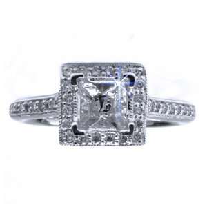  Carat Micro Pave Diamond 14k White Gold Engagement Setting Jewelry