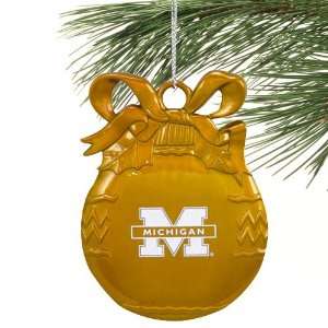  Michigan Wolverines Maize Flat Ball Ornament: Sports 
