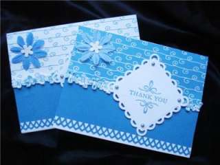 Lot Handmade Blue Thank You Cards Stampin Up Lacey Squa  