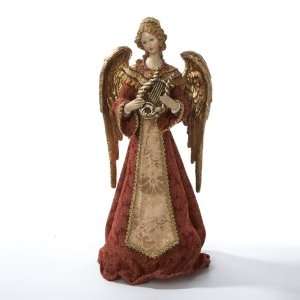   Orange and Gold Angel with Harp Christmas Tree Topper: Home & Kitchen