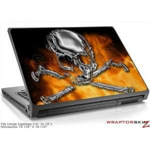  Large Laptop Skin Chrome Skull on Fire: Electronics