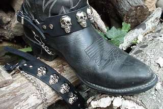 or biker boots color black leather with silver colored hardware