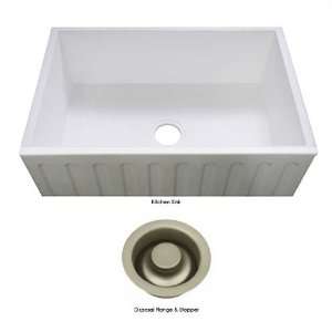   White Kitchen Sink with Basket Strainer Combo
