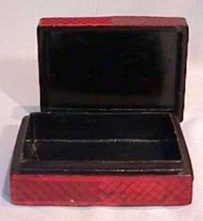 Old Small Cinnabar Box Partly Hand Carved  