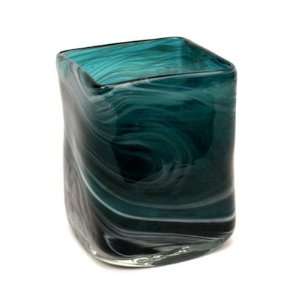   Blown Glass Vase / Candle Holder   Deep Blue Swirl: Home Improvement