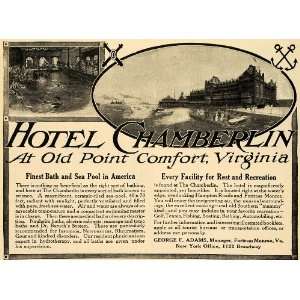  1911 Ad Hotel Chamerbiln Old Point Comfort Bathing Pool 