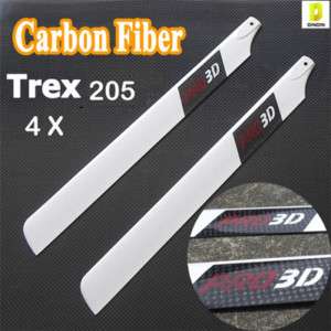 4X205mm Carbon Fibre Main Blade for RC Trex250 3D TREX  