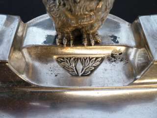Antique Inkwell Silver Plated Owl Rare   