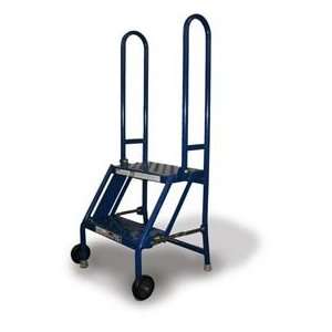  2 Step Folding Rolling Ladder Stand   Perforated Tread 