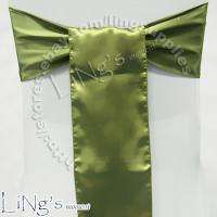   Green Olivine Satin Chair Cover Sash Bow Wedding Party Banquet  