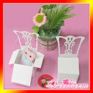 50 White Chair Wedding Party Gift Favor Boxes Supplies  