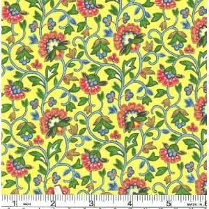 45 Wide Cocorico Morning Flowers Yellow Fabric By The 