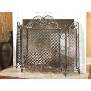   Hinged Antique Brown Medallion Fireplace Screen 48 Home & Kitchen