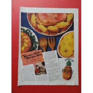 1938 Hawaiian canned pineapple, print ad(ham)original vintage magazine 
