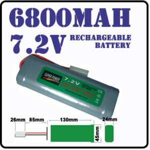 Rechargeable battery Sub C pack 7.2V 6800mAh Ni Mh  