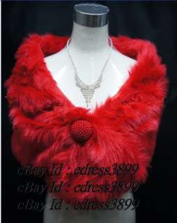 Red Faux Fur Wedding Shawl Wrap Jacket Coat Scarves 111023E  