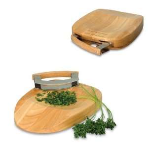   Herb Chop Block and Double Bladed Knife Set Kit Patio, Lawn & Garden