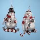 KSA Pack of 8 Snow Dudes Glass Candy Cane Skiing Snowmen Christmas 