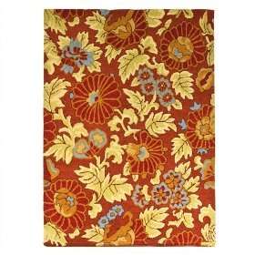 Fieldcrest Luxury Tapestry Floral Wool Rug Red 96x132  