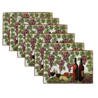 Park B. Smith Wine Table 6 Piece Tapestry Placemat Set, 12 1/2 by 19 