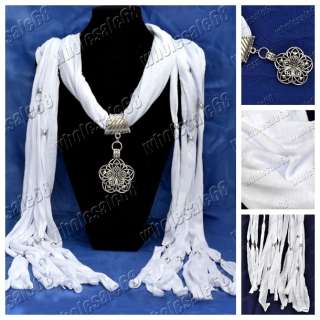 New Fashion white Scarves Jewelry Cotton Necklace Scarf pendant women 