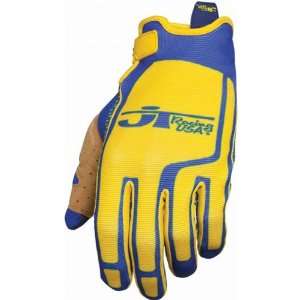   Flex Feel Mens Vented MotoX Motorcycle Gloves   Blue/Yellow / X Large