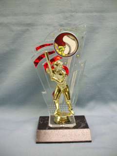 Baseball trophy batter clear red backdrop award  