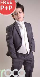 PAGEBOY OUTFITS FOR WEDDING GREY IVORY CRAVAT PROM SUIT  