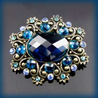    antiqued rhinestone crystal flower brooch pin  