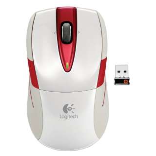 New Logitech M525 Wireless Mouse Nano Receiver White / Red 910 002700 