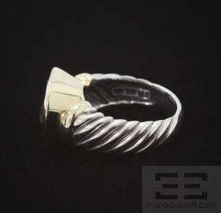   Yurman Sterling Silver & 14K Gold Smokey Quartz Ring Size 8.25  