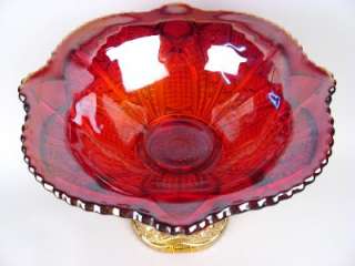   INDIANA SUNSET CONTEMPORARY CARNIVAL GLASS PUNCH BOWL & BASE  
