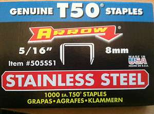 BRAND NEW! ARROW Stainless Steel Staples 5/16 T50 #505SS1  