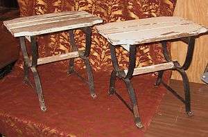   Antique Wrought Iron & Wood Stool or Bench Possibly Stadium Seats