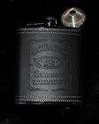 7oz Stainless Steel Hip Flask Black PU Leather Wrap+Funnel #7BKD2