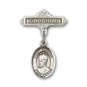  Sterling Silver Baby Badge with St. Edward the Confessor 