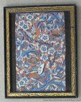 Antique Chinese Framed Silk Floral Hand Embroidery Panel w Gold Thread 