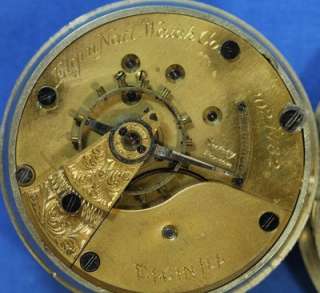 Circa 1870 Elgin Mat Lafline Open Face Key Wind Antique Pocket Watch 