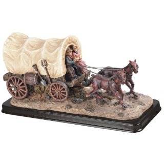 Wagon w/ Horse Cowboys Western Rodeo Figurine Statue Sculpture Figure