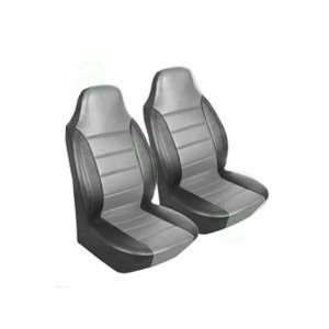  Leatherette Seat Covers   Gray Center with Black Side Trim: Automotive