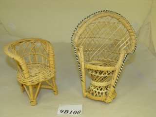 VTG Wicker Fan back Doll or Bear Chair Lot 2 Chairs 8x4 & 5x4  