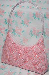 Beaded Sequined Evening Bag Handbag Purse 943 Pink  