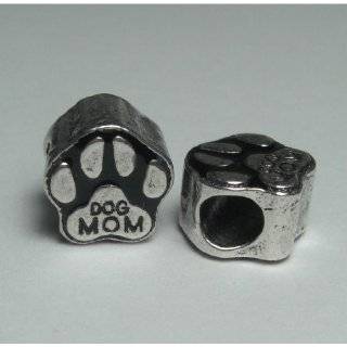  Silver Tone Paw Print Pattern Spacer Large Hole Bead Fits 