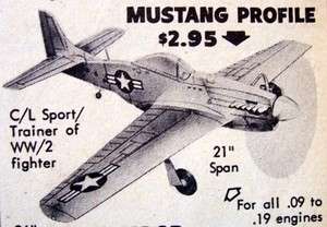 Vintage P 51 Profile UC Magazine / Ambroid Kit Model Airplane PLANS In 