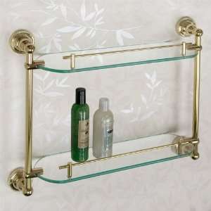   Tempered Glass Shelf   Two Shelves   Polished Brass: Home & Kitchen