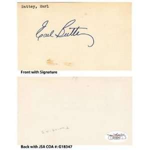 Earl Battey Signed Index Card JSA COA Twins White Sox   MLB Cut 
