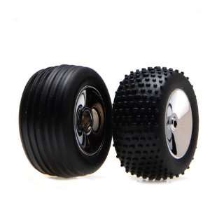  Front/Rear Wheels & Tires, Chrome: Micro T/B/DT: Toys 