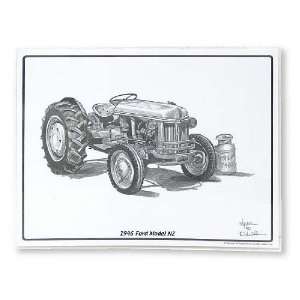  Pencil Drawing Of A 1946 Ford Model Nz Tractor MAT1946 Toys & Games