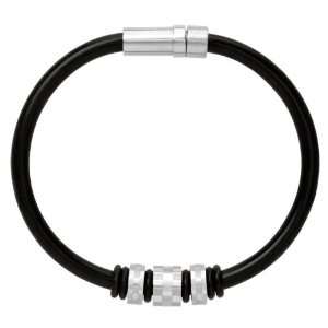  Rubber Bracelet Three Removable Stainless Steel Beads 