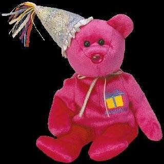 TY Beanie Baby   JANUARY the Teddy Birthday Bear (w/ hat)